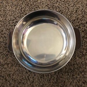 VINTAGE-Stainless Steel Serving Bowl WoodInsetHand